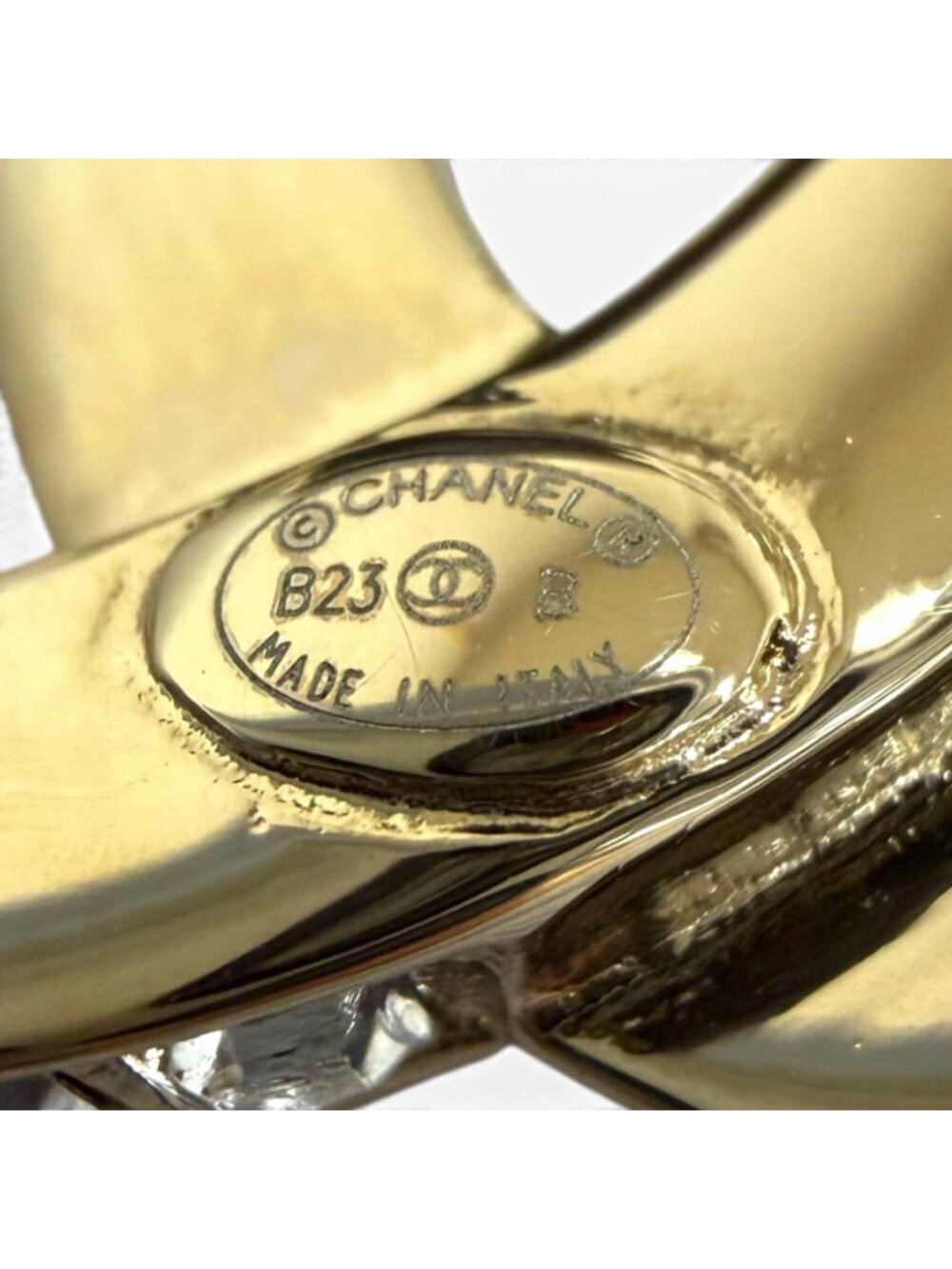 Chanel Rhinestone CC Logo Brooch Gold - Picture 7 of 7